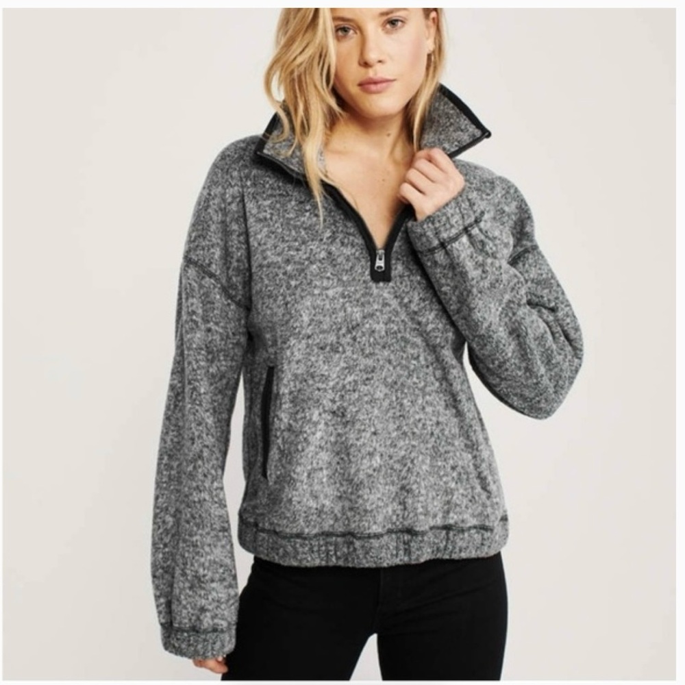 Abercrombie & Fitch Gray Quarter-Zip Sweatshirt